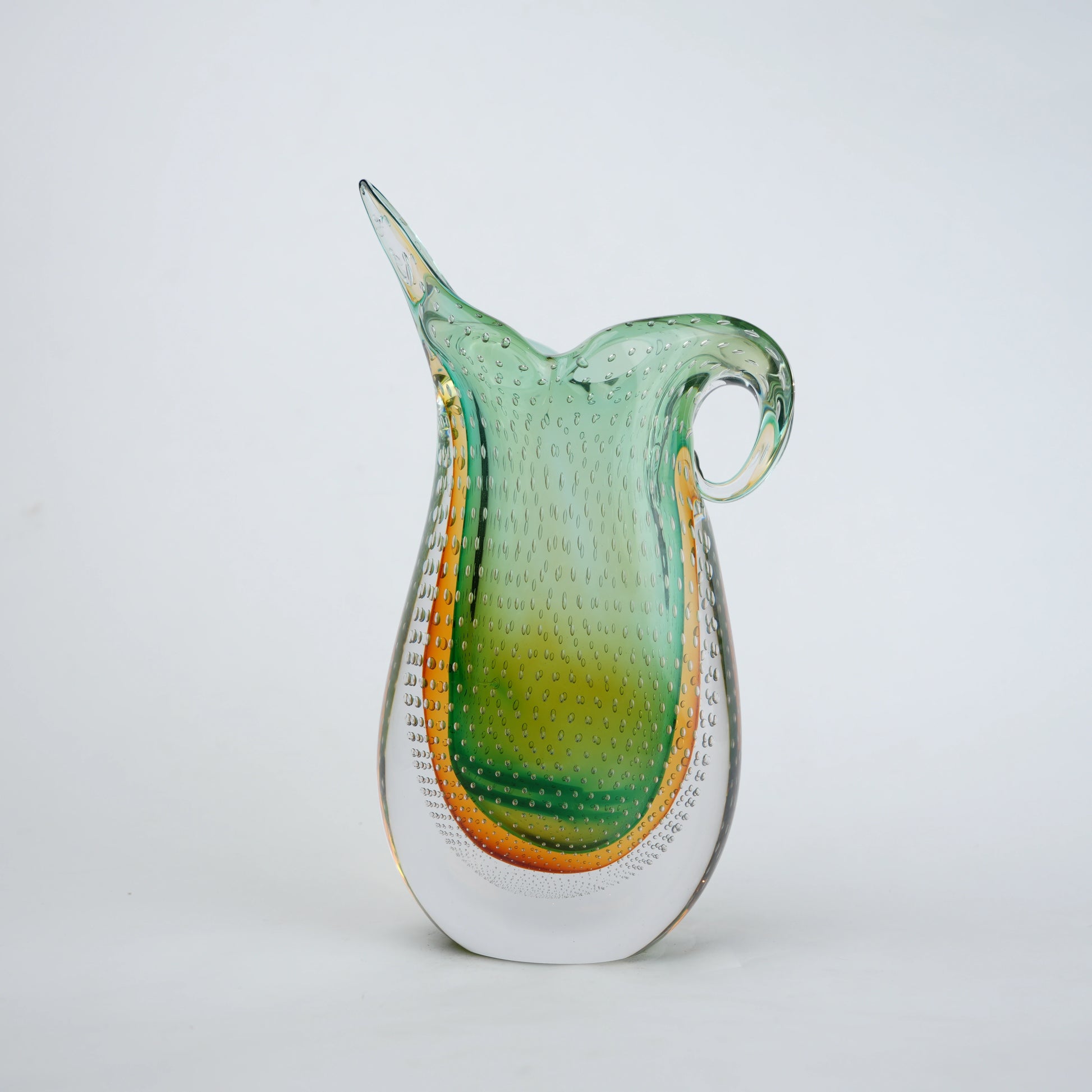 Emerald amber gradient asymmetrical glass decorative vase