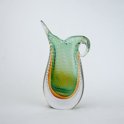 Emerald amber gradient asymmetrical glass decorative vase