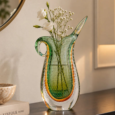 Green Amber Glass Vase