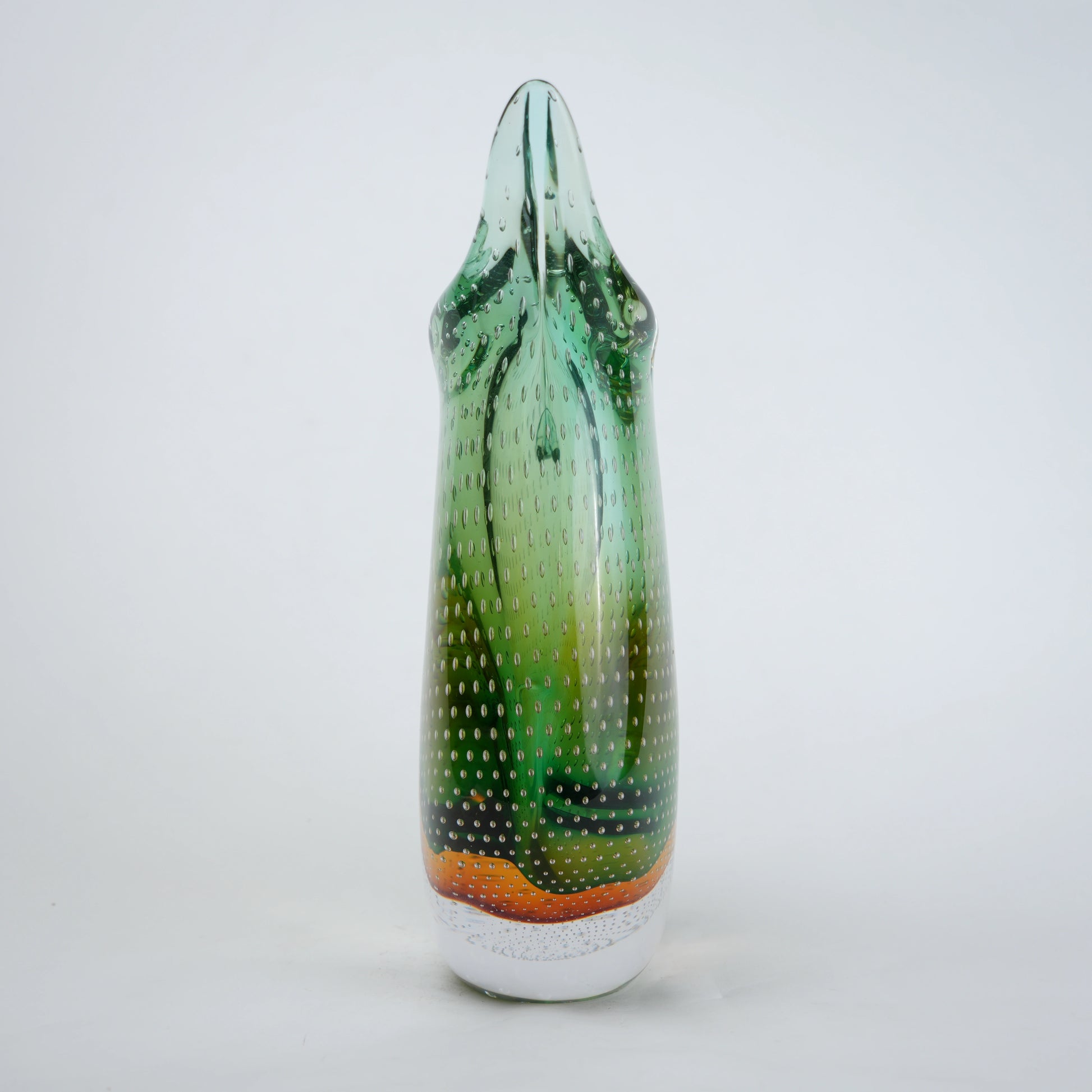 Emerald amber gradient asymmetrical glass decorative vase