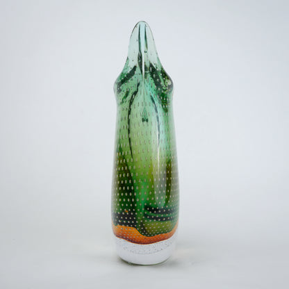 Emerald amber gradient asymmetrical glass decorative vase