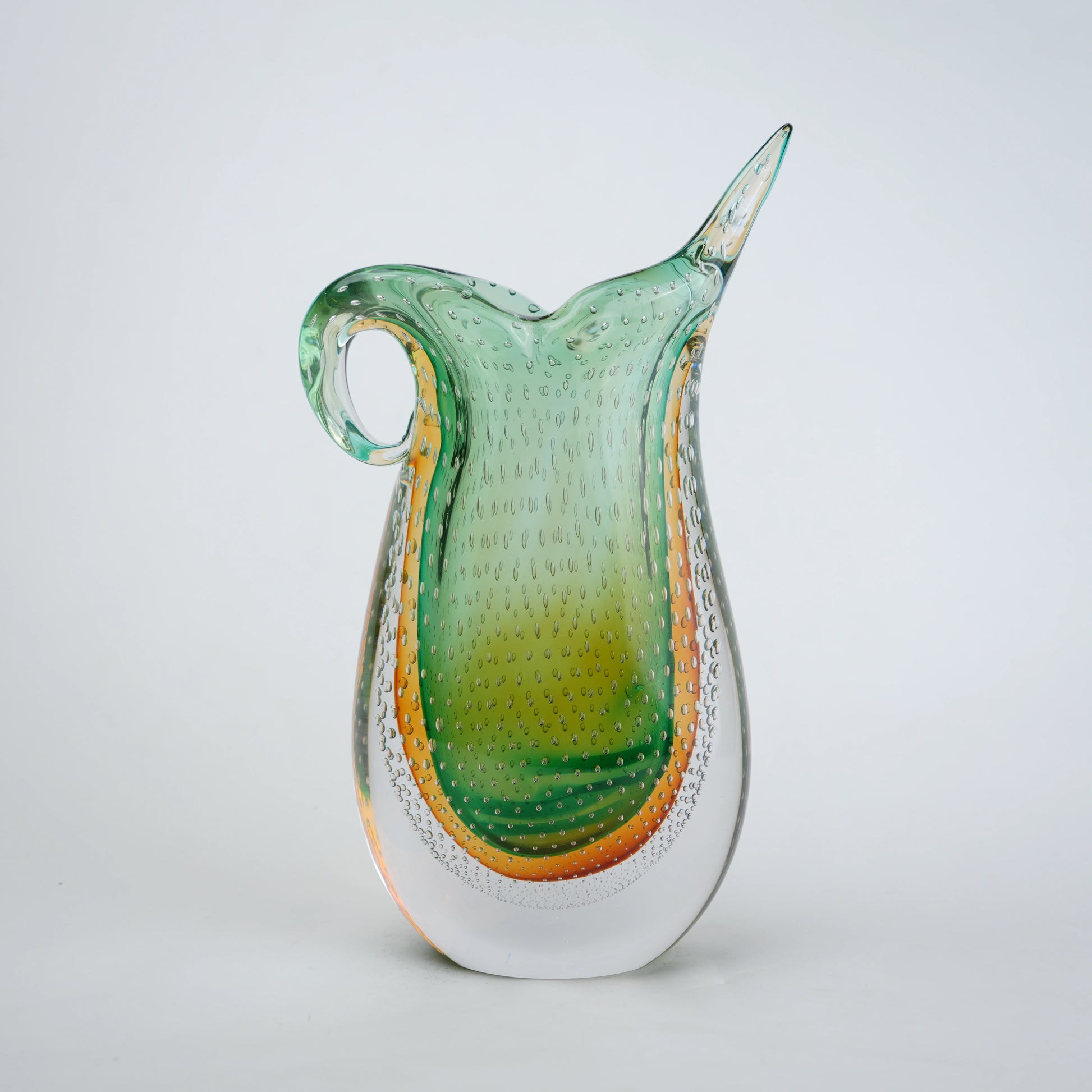 Emerald amber gradient asymmetrical glass decorative vase