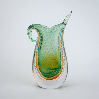 Emerald amber gradient asymmetrical glass decorative vase