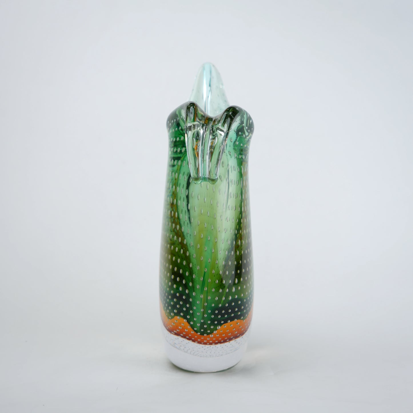 Emerald amber gradient asymmetrical glass decorative vase
