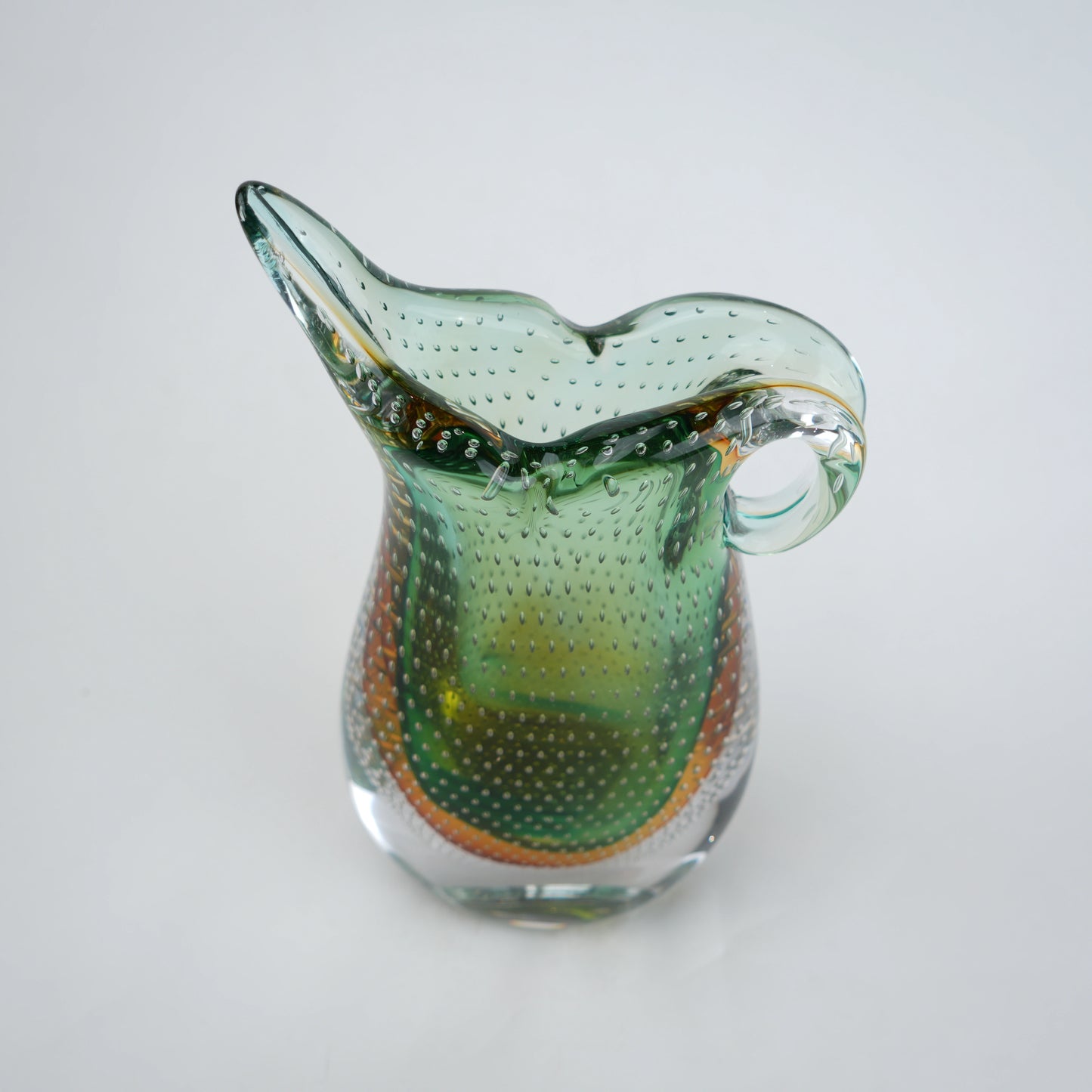 Emerald amber gradient asymmetrical glass decorative vase