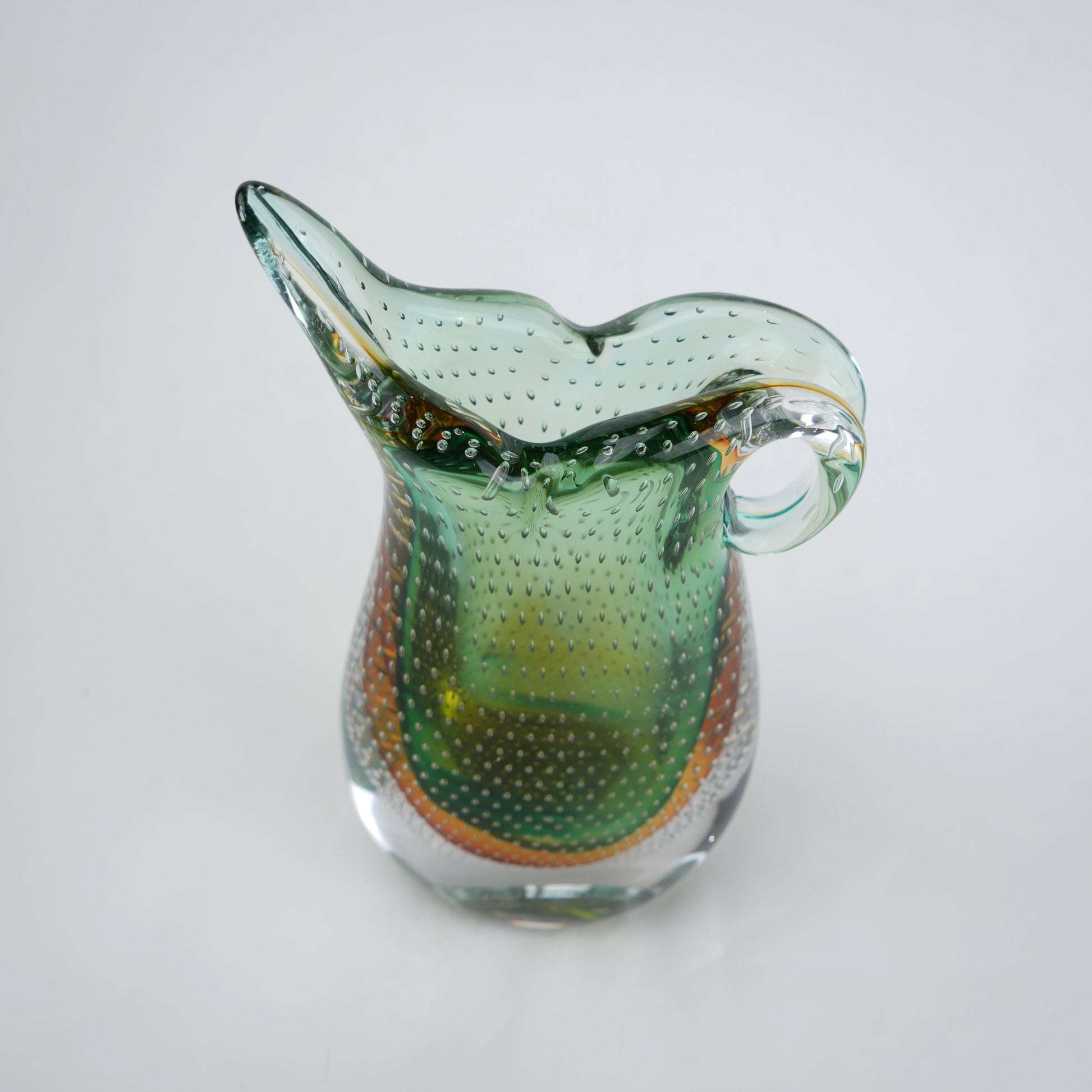 Emerald amber gradient asymmetrical glass decorative vase