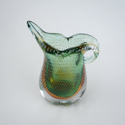 Emerald amber gradient asymmetrical glass decorative vase