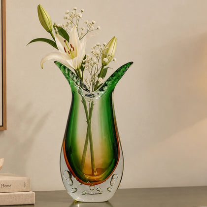 Arc Green Amber Vase