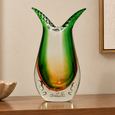 Arc Green Amber Vase
