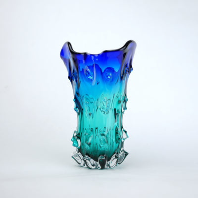 Wave Blue Teal Glass Vase