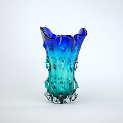 Wave Blue Teal Glass Vase