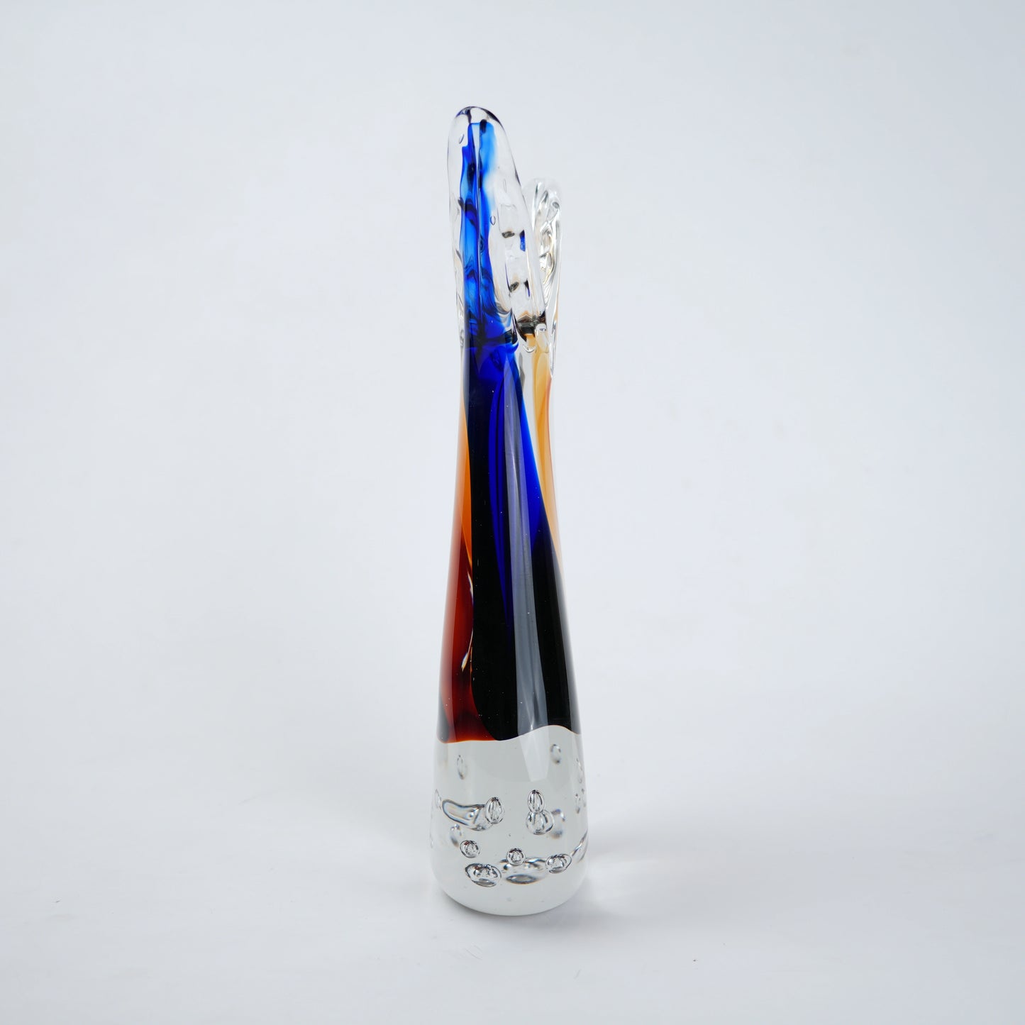Blue and gold curved decorative glass vase