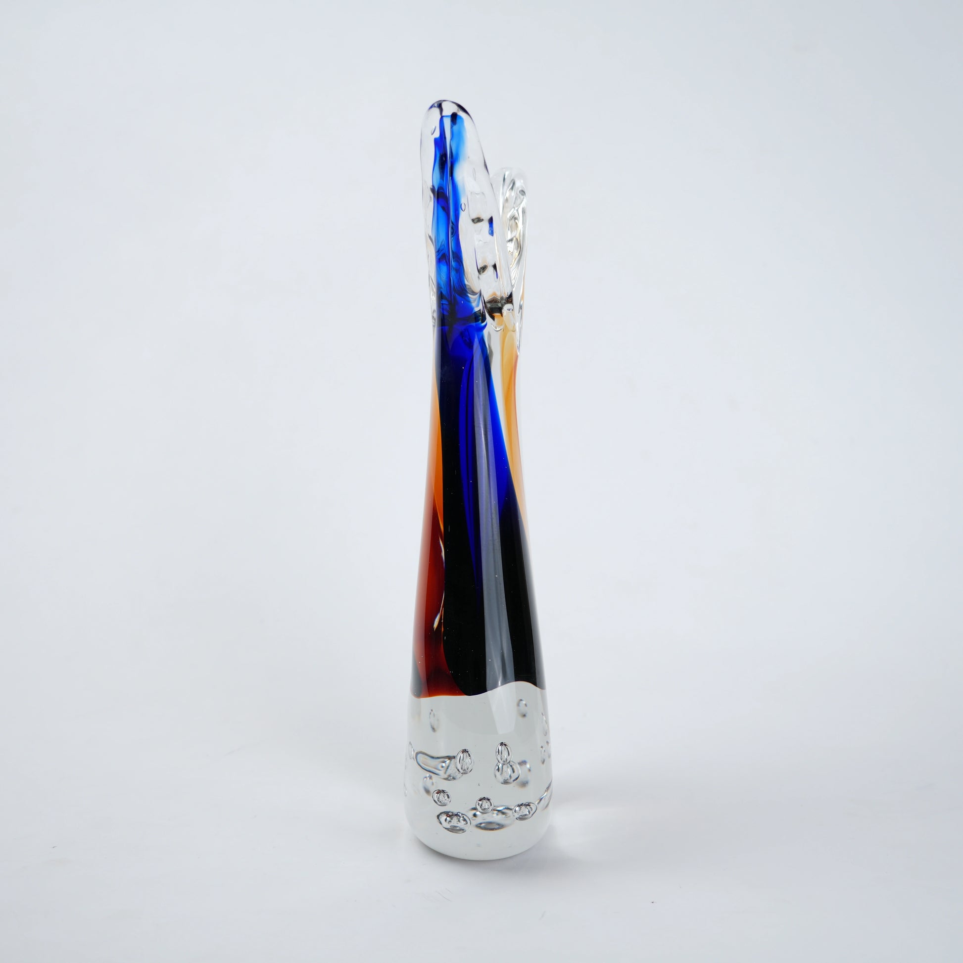 Blue and gold curved decorative glass vase
