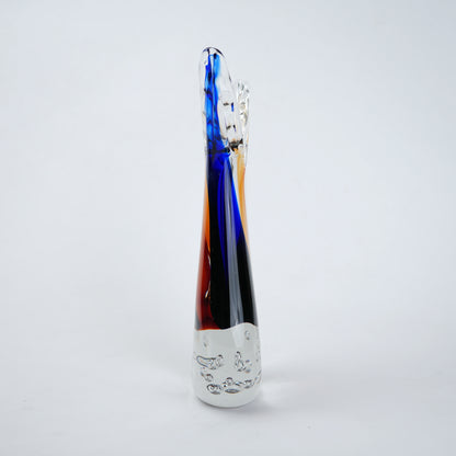 Blue and gold curved decorative glass vase