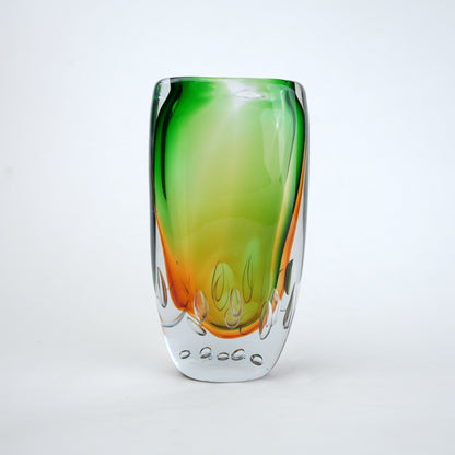 Leaf green tall decorative glass vase