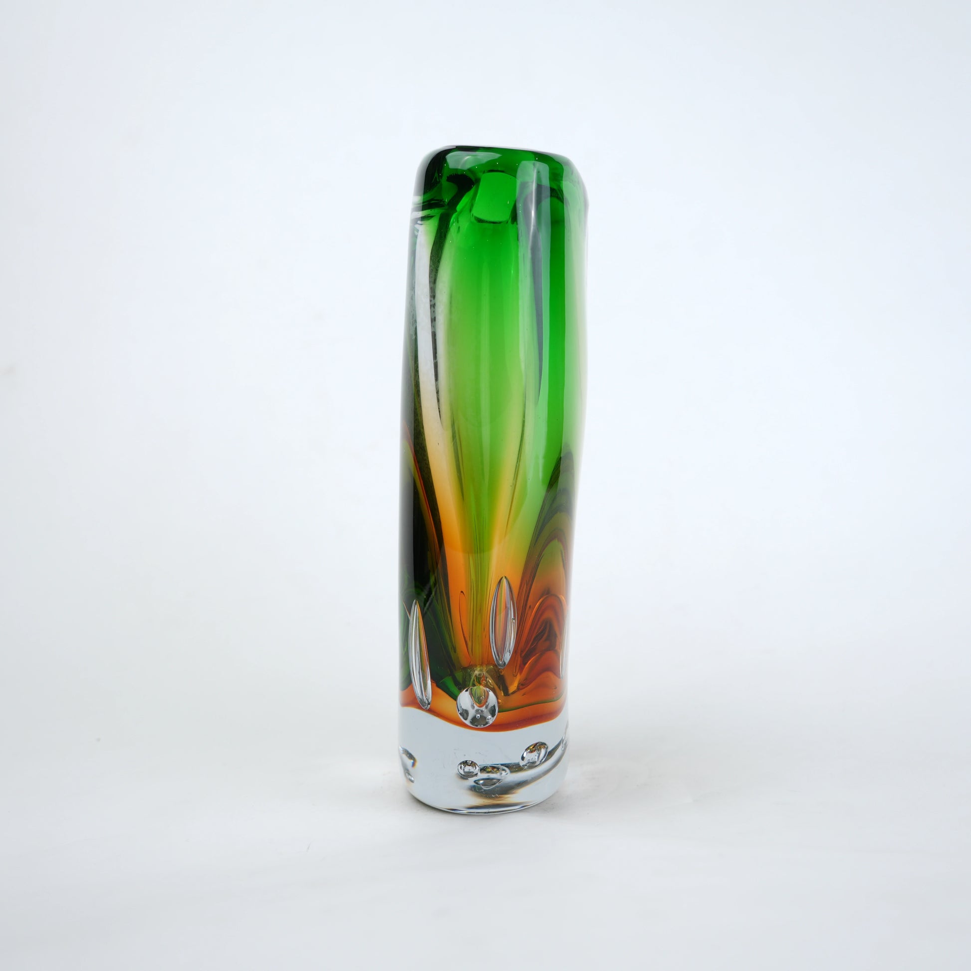 Leaf green tall decorative glass vase