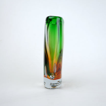 Leaf green tall decorative glass vase