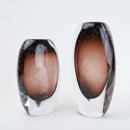 Amber oval vase set, front comparison shot