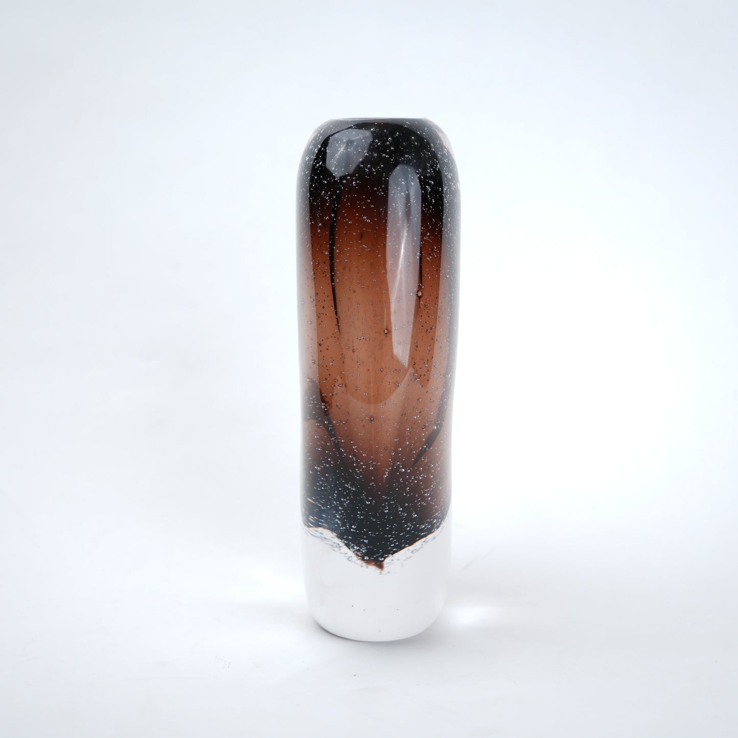 Amber oval vase, slim cylinder, front studio