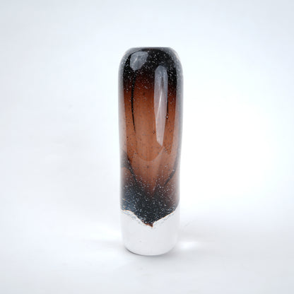 Amber oval vase, slim cylinder, front studio