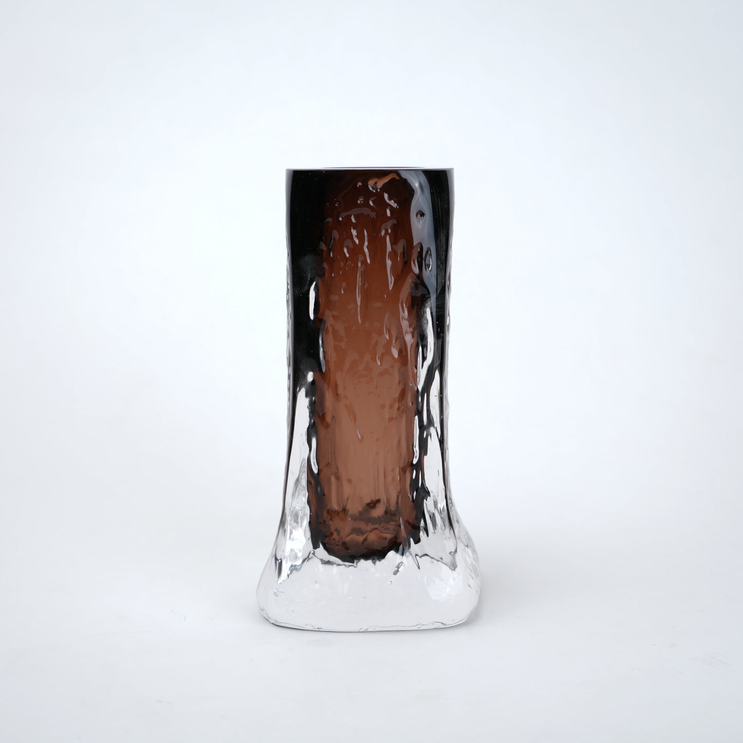 Mocha Glow vase, icy base, front on white