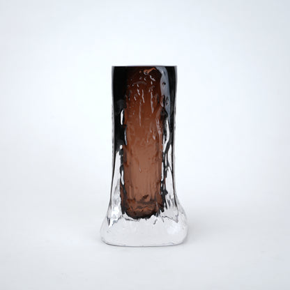 Mocha Glow vase, icy base, front on white