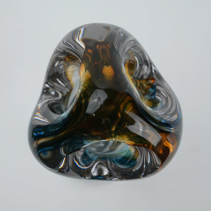 Handblown clear glass decorative vase set with multicolor internal swirl design