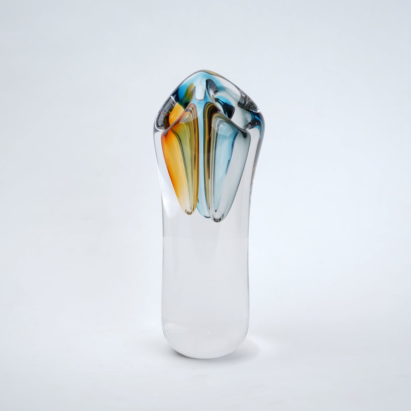 Multicolor art vase, top-down lit shot
