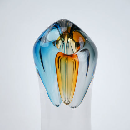 Multicolor art vase, neck macro detail
