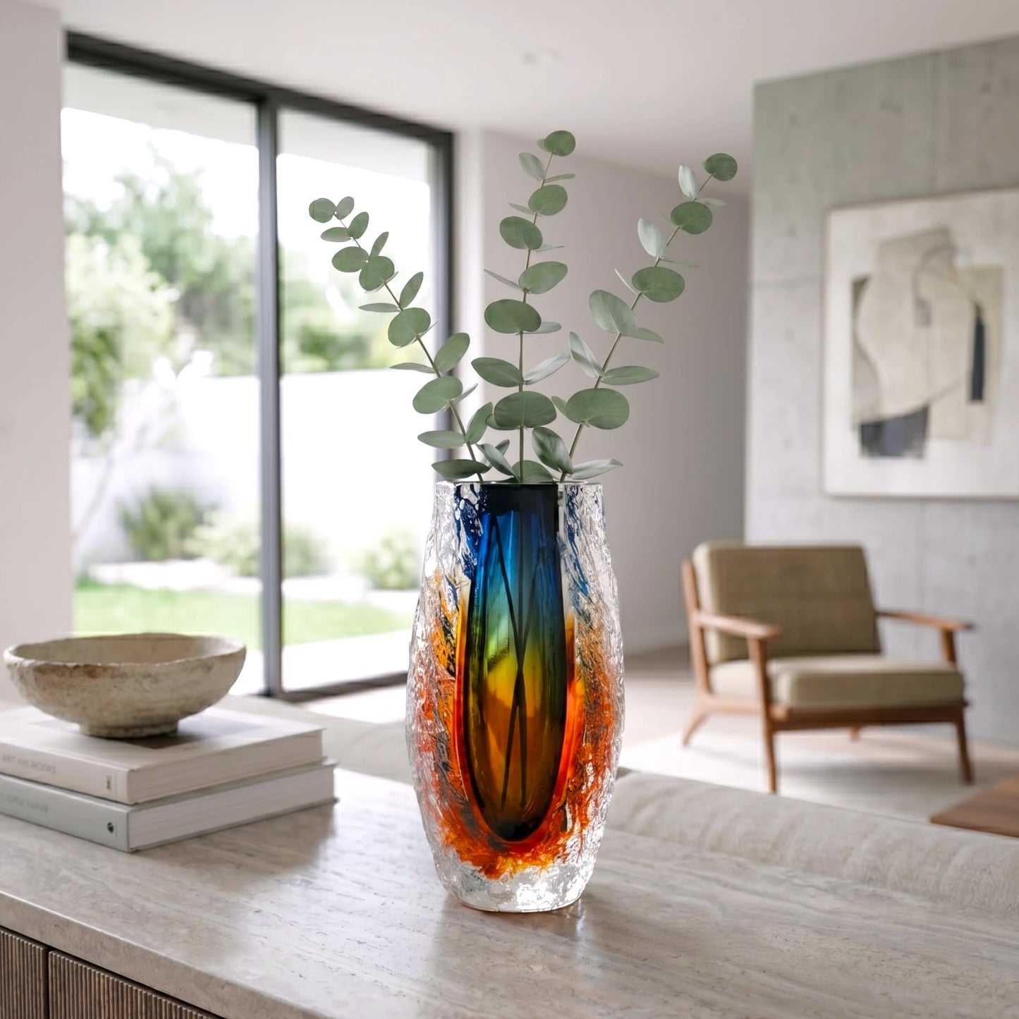 Ember Core vase, eucalyptus, modern interior