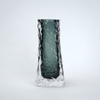 Transparent grey column glass vase with a tall vertical shape and smooth finish, designed for modern home decor and floral arrangements.