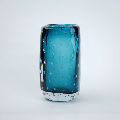 Textured Blue Art Glass Vase