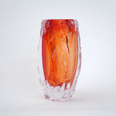 Amber Orange Art Glass Vase
