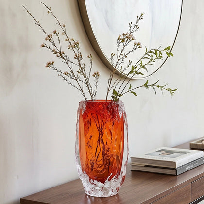 Amber Orange Art Glass Vase