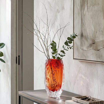 Amber Orange Art Glass Vase