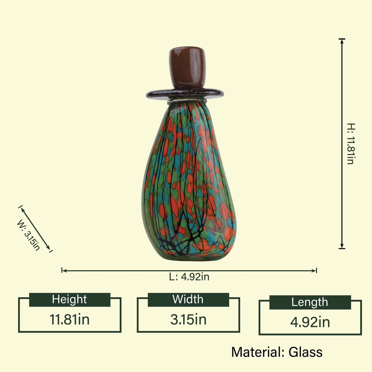 Emerald drip holder size diagram, 11.81in
