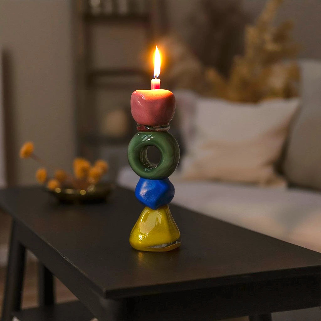 Totem holder yellow base on coffee table