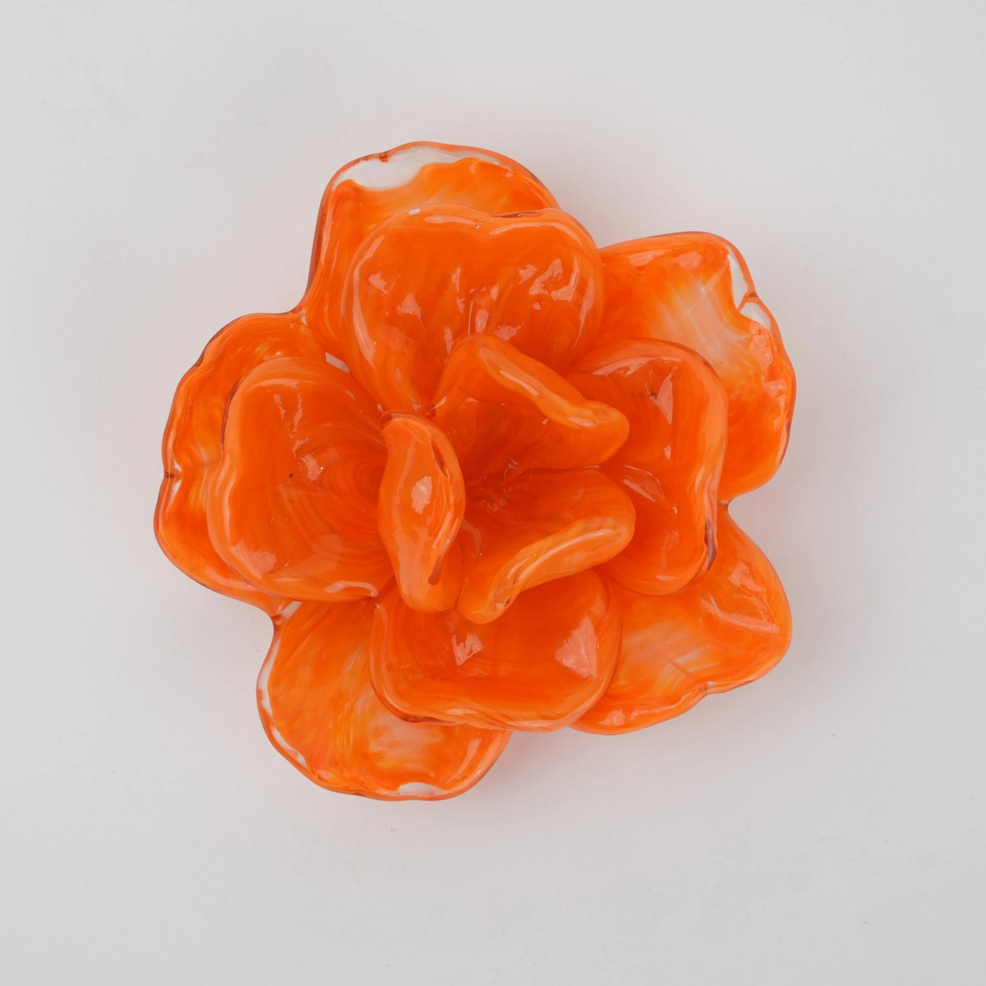 Handcrafted glass flower candle holder with layered petal design