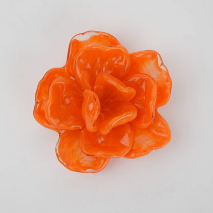 Handcrafted glass flower candle holder with layered petal design