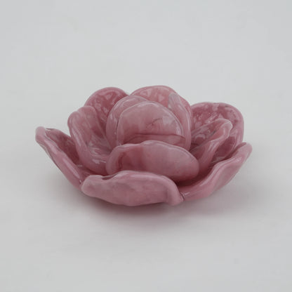 Handcrafted glass flower candle holder with layered petal design