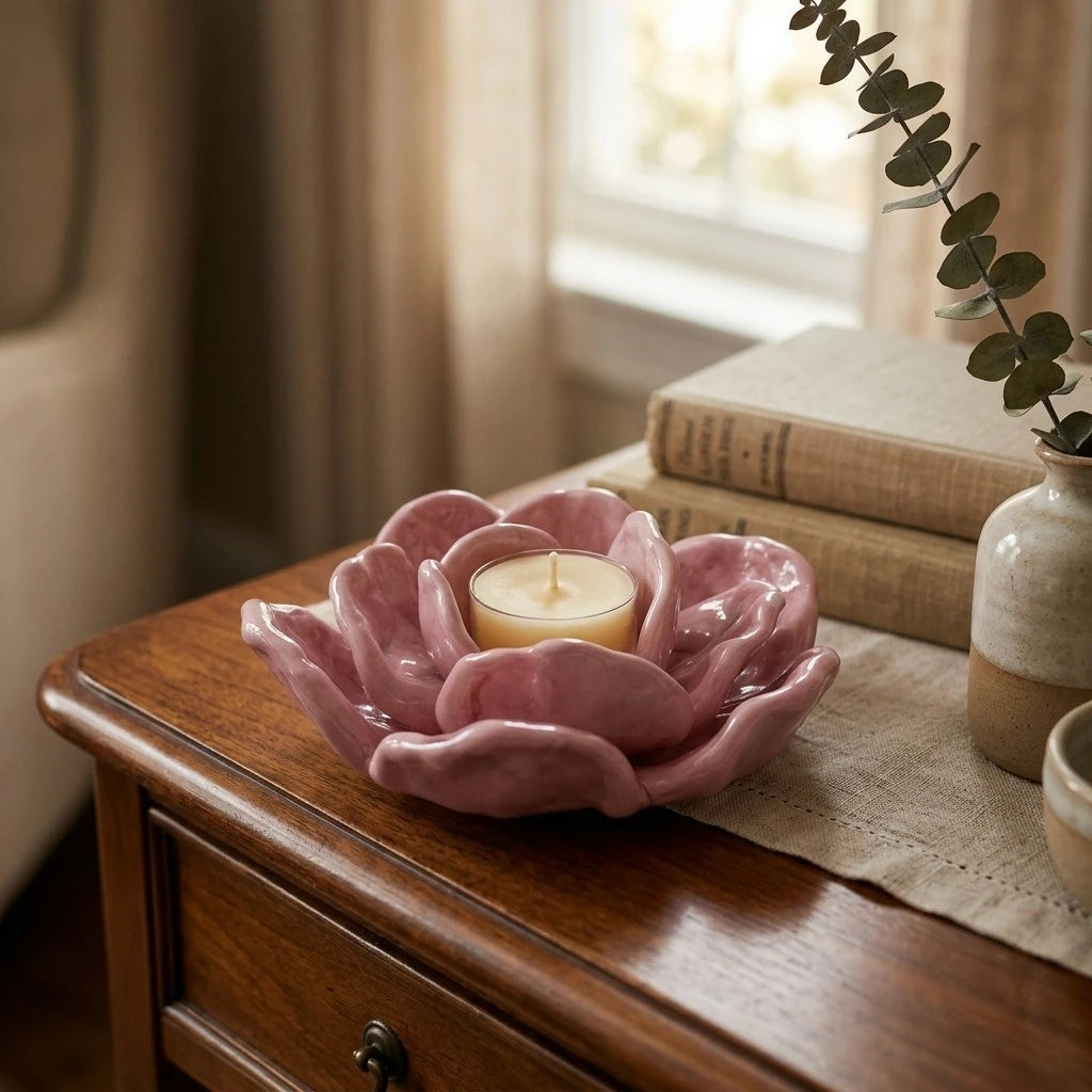 Flower Glass Candle Holder