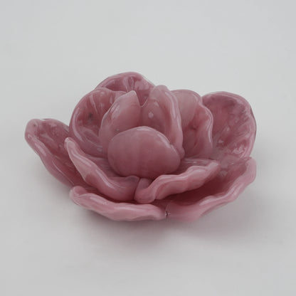 Handcrafted glass flower candle holder with layered petal design