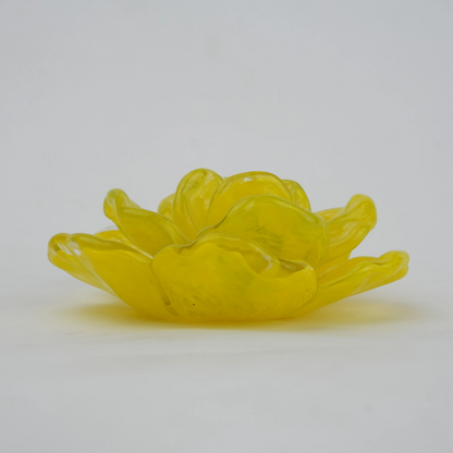 Handcrafted glass flower candle holder with layered petal design