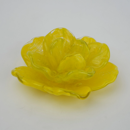 Handcrafted glass flower candle holder with layered petal design