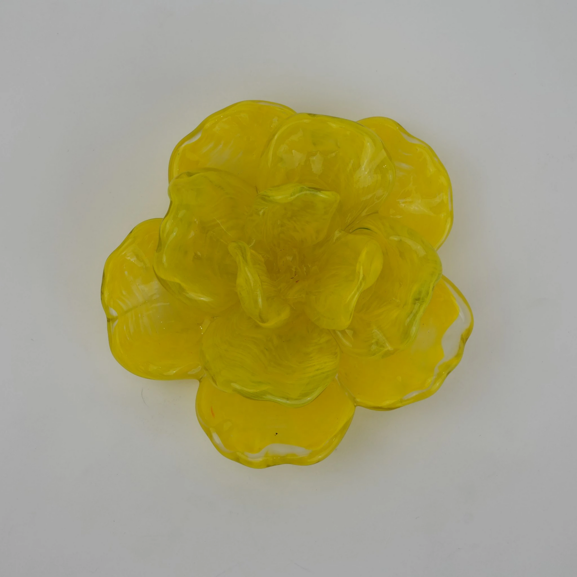 Handcrafted glass flower candle holder with layered petal design