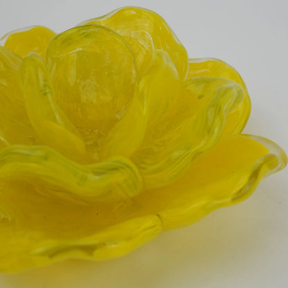Handcrafted glass flower candle holder with layered petal design