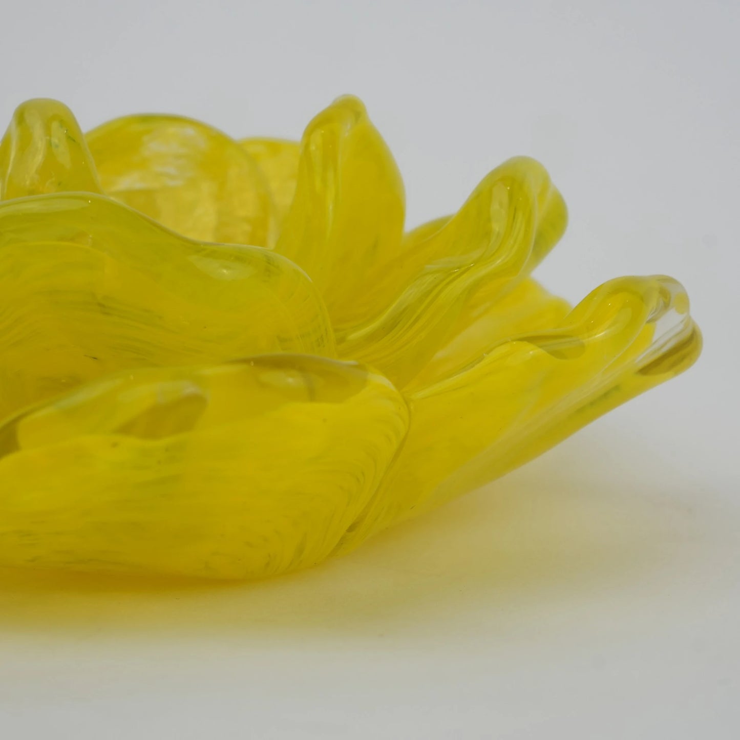 Handcrafted glass flower candle holder with layered petal design