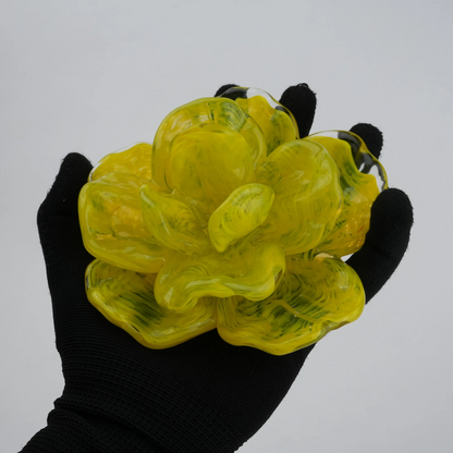 Handcrafted glass flower candle holder with layered petal design