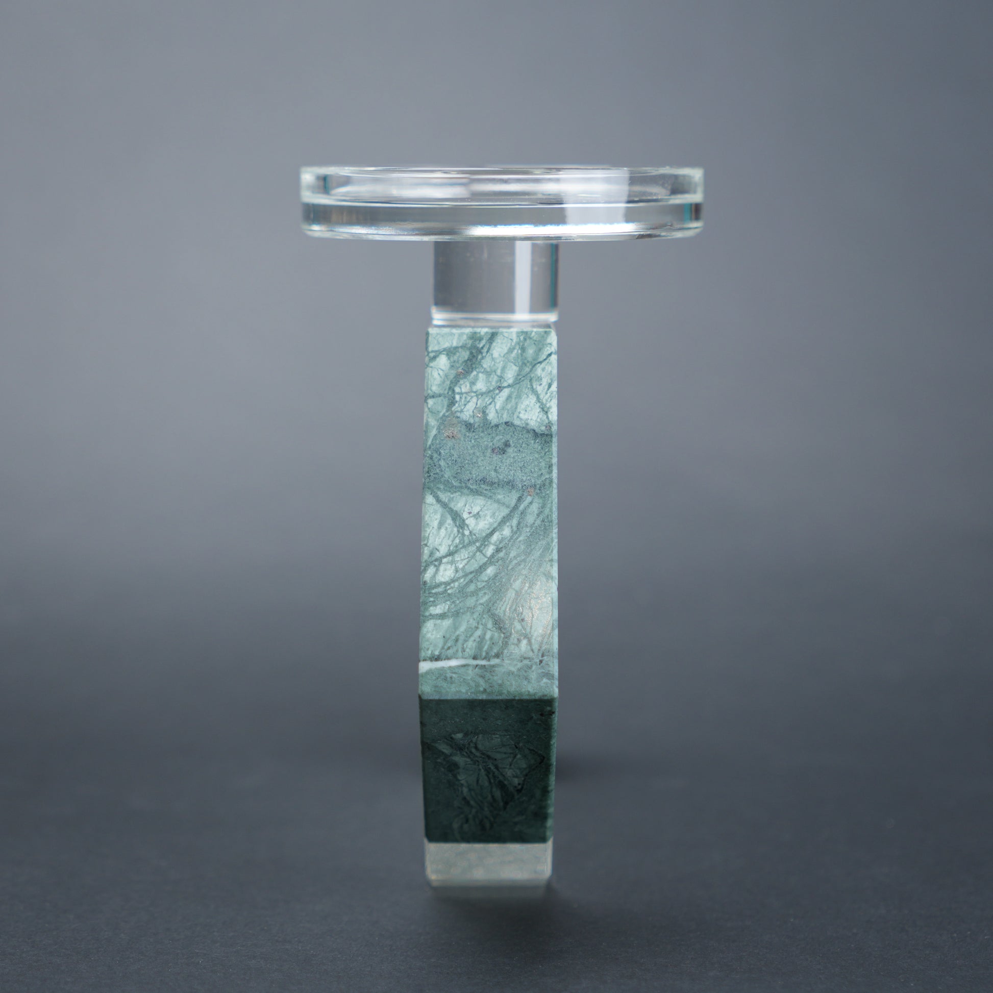 geometric candle holder green marble base modern