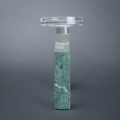 geometric candle holder green marble base modern